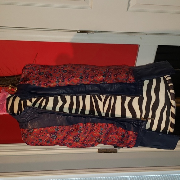 FF THERAPY BLUE SMALL FAUX LEATHER MOTORCYCLE JACKET - Picture 9 of 9